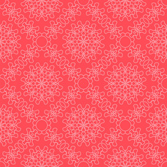 Red Ornamental Seamless Line Pattern. Endless Texture. Oriental Geometric Ornament