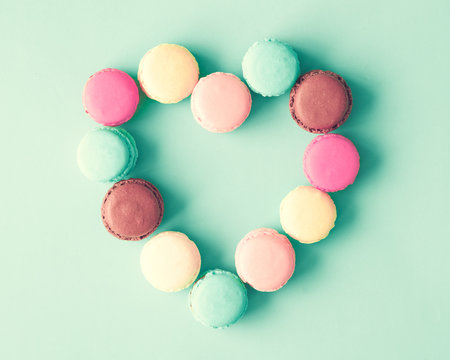 Vintage Pastel Colored French Macarons