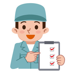 書類を指差す男性作業員