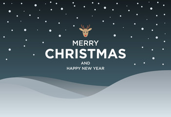 Fototapeta na wymiar Vintage Christmas card with Greeting text and Reindeer