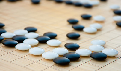 Desk for board game Go or wei-chi, close up