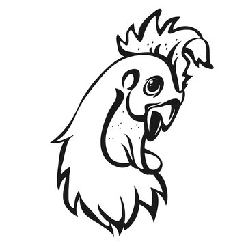 Hand drawn rooster. Decorative element, label or icon.