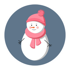 isolated snowman in a pink hat