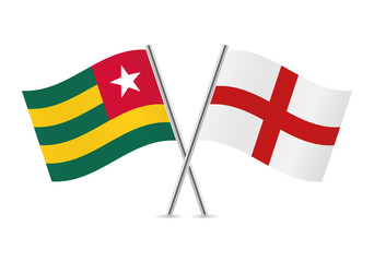 Togo and England flags. Vector illustration.