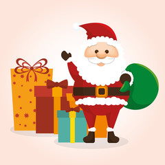 happy merry christmas santa claus character vector illustration design