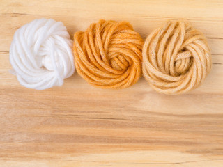 Wool bun samples colored by henna and henna and amalaki mix