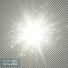 Glow light effect. Star burst with sparkles. Vector illustration