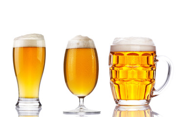set of beer glass on a white background