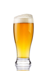 Beer glass on white background