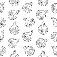 Seamless pattern of vintage hand drawn balls and toys. Christmas and New Year design elements