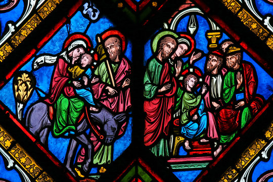 Stained Glass - The Flight to Egypt and Christ among the Doctors