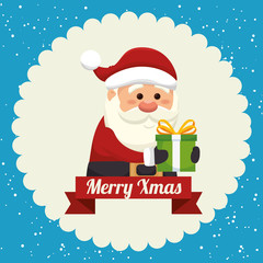 happy merry christmas santa claus character vector illustration design