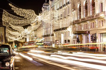 Christmas lights on Regent street in 2016 in  London