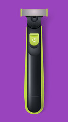 Realistic beard trimmer isolated on background. Top view. Modern electric shaver for man.