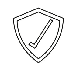 Check mark inside shield icon. Security system warning protection and danger theme. Isolated design. Vector illustration