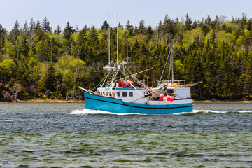 blue fishing boat from Nova Scotia