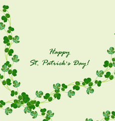 green clover leaves isolated on white background. St.Patrick 's