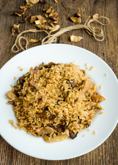 Homemade traditional Italian mushroom risotto