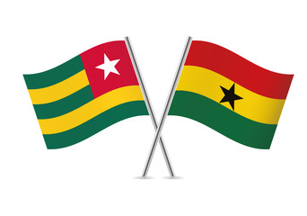 Togo and Ghana flags. Vector illustration.