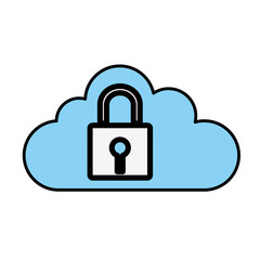 Padlock and cloud icon. Security system warning protection and danger theme. Isolated design. Vector illustration