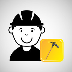 construction worker pick axe graphic vector illustration eps 10