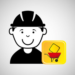 construction worker wheelbarrow sign traffic graphic vector illustration eps 10