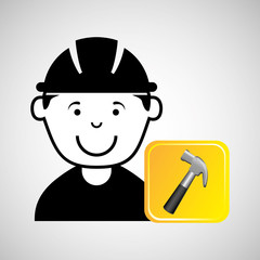 construction worker hammer graphic vector illustration eps 10