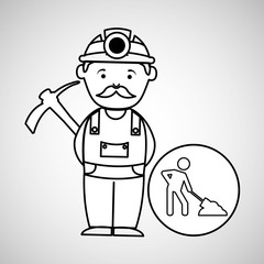 mine worker pickaxe icon design vector illustration eps 10