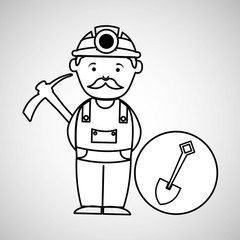 mine worker pickaxe with shovel vector illustration eps 10