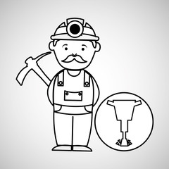 mine worker pickaxe with jackhammer vector illustration eps 10