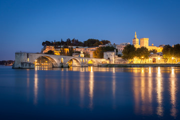 Fototapeta na wymiar Bridge Saint-Bénezet after sunset, Avignon, Provence, France