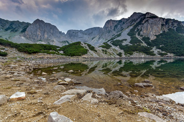 Fototapeta na wymiar Reflection of Sinanitsa Peak in the lake, Pirin Mountain, Bulgaria