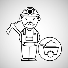 mine worker pickaxe with wheelbarrow vector illustration eps 10