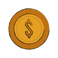 Coin icon. Money financial item commerce and market theme. Isolated design. Vector illustration