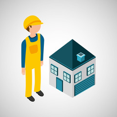 under construction worker  with house vector illustration eps 10
