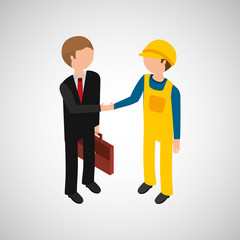 Obraz premium under construction worker with businessman vector illustration eps 10