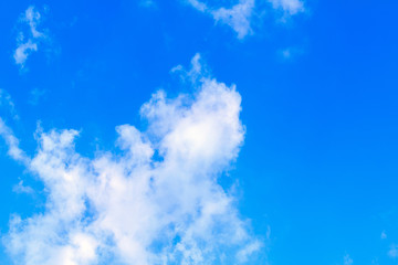 Blue sky background with white clouds. The vast blue sky and clouds sky on sunny day. White fluffy clouds in the blue sky.