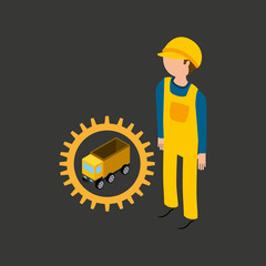 under construction gear dump truck vector illustration eps 10