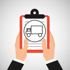 hand holding shop online truck delivery vector illustration eps 10