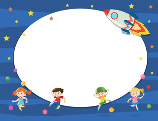 Obraz premium Border template with children in space