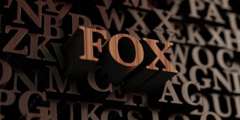 Fox - Wooden 3D rendered letters/message.  Can be used for an online banner ad or a print postcard.