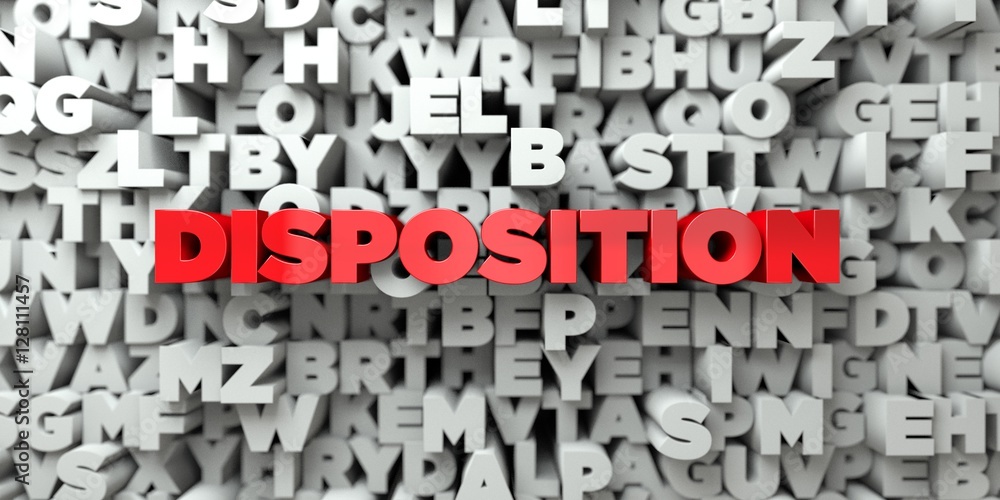 Fototapete disposition - red text on typography background - 3d rendered royalty free stock image. this image c