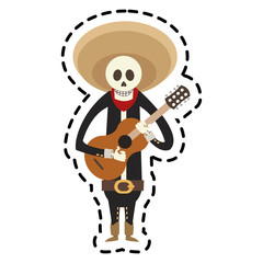 male skull with hat icon. Mexican culture landmark and latin theme. Isolated design. Vector illustration