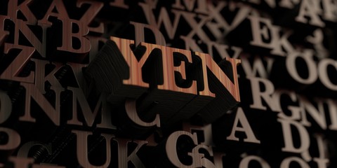 Yen - Wooden 3D rendered letters/message.  Can be used for an online banner ad or a print postcard.