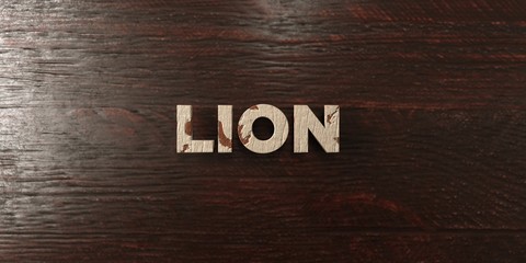 Lion - grungy wooden headline on Maple  - 3D rendered royalty free stock image. This image can be used for an online website banner ad or a print postcard.