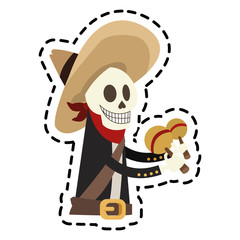 male skull with hat icon. Mexican culture landmark and latin theme. Isolated design. Vector illustration