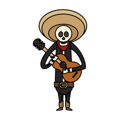 male skull with hat icon. Mexican culture landmark and latin theme. Isolated design. Vector illustration