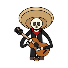 male skull with hat icon. Mexican culture landmark and latin theme. Isolated design. Vector illustration
