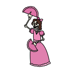 female skull icon. Mexican culture landmark and latin theme. Isolated design. Vector illustration