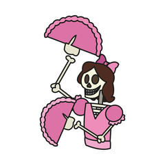 female skull icon. Mexican culture landmark and latin theme. Isolated design. Vector illustration